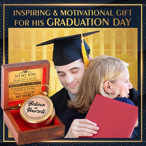 MYSTICKRAFT to My Son Engraved Pocket Compass | 2025 College Graduation Gifts for Him | Gift for Son | High School Graduation Compass | Promotion Gift