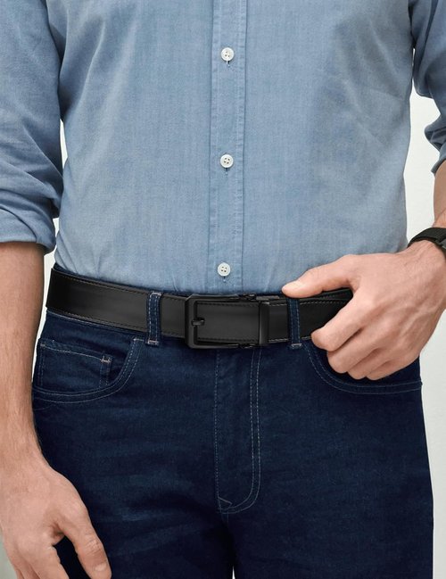 JUKMO Leather Ratchet Belt for Men - 1.5" (38mm) Adjustable Style in Gift Box
