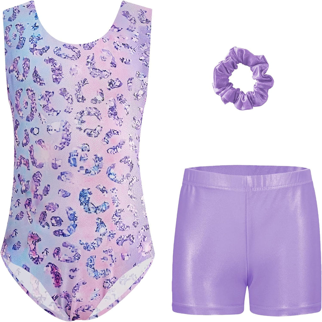 Zaclotre Gymnastics Leotards - Sparkly Sleeveless Dance Unitards with Shorts for Girls