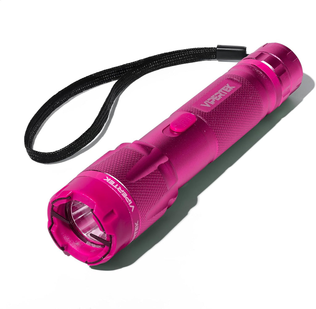 VIPERTEK VTS-T03 Stun Gun - Rechargeable Self Defense Device with LED Flashlight | Pink Color