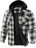 CHEXPEL Flannel Jacket for Men - Long Sleeve Plaid Shirt Coat with Hood & Quilt Lining