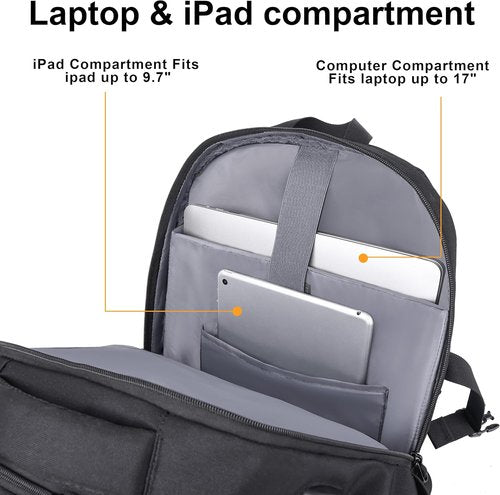 MOZETO 17-Inch Tactical Laptop Backpack - Utility Design with USB Charger Port | Flight Approved Travel Bag