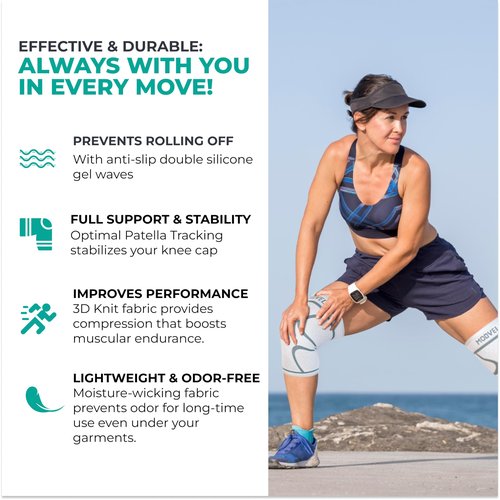 Modvel Compression Knee Brace for Women & Men - 2 Pack Knee Brace for Women Running Knee Pain, Knee Support Compression Sleeve, Workout Sports Knee Braces for Meniscus Tear ACL & Arthritis Pain Relief