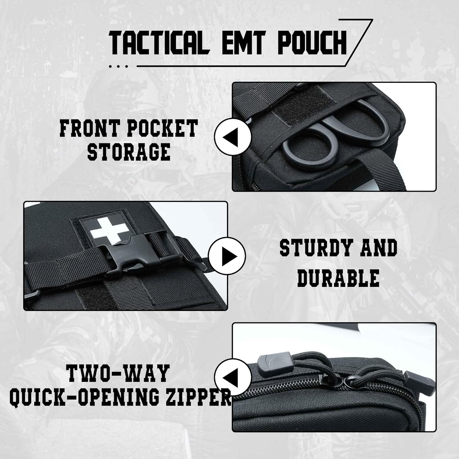 Skiennix Tactical Molle Rip Away IFAK Pouch - Compact Medical Utility Belt Pouch for EMTs