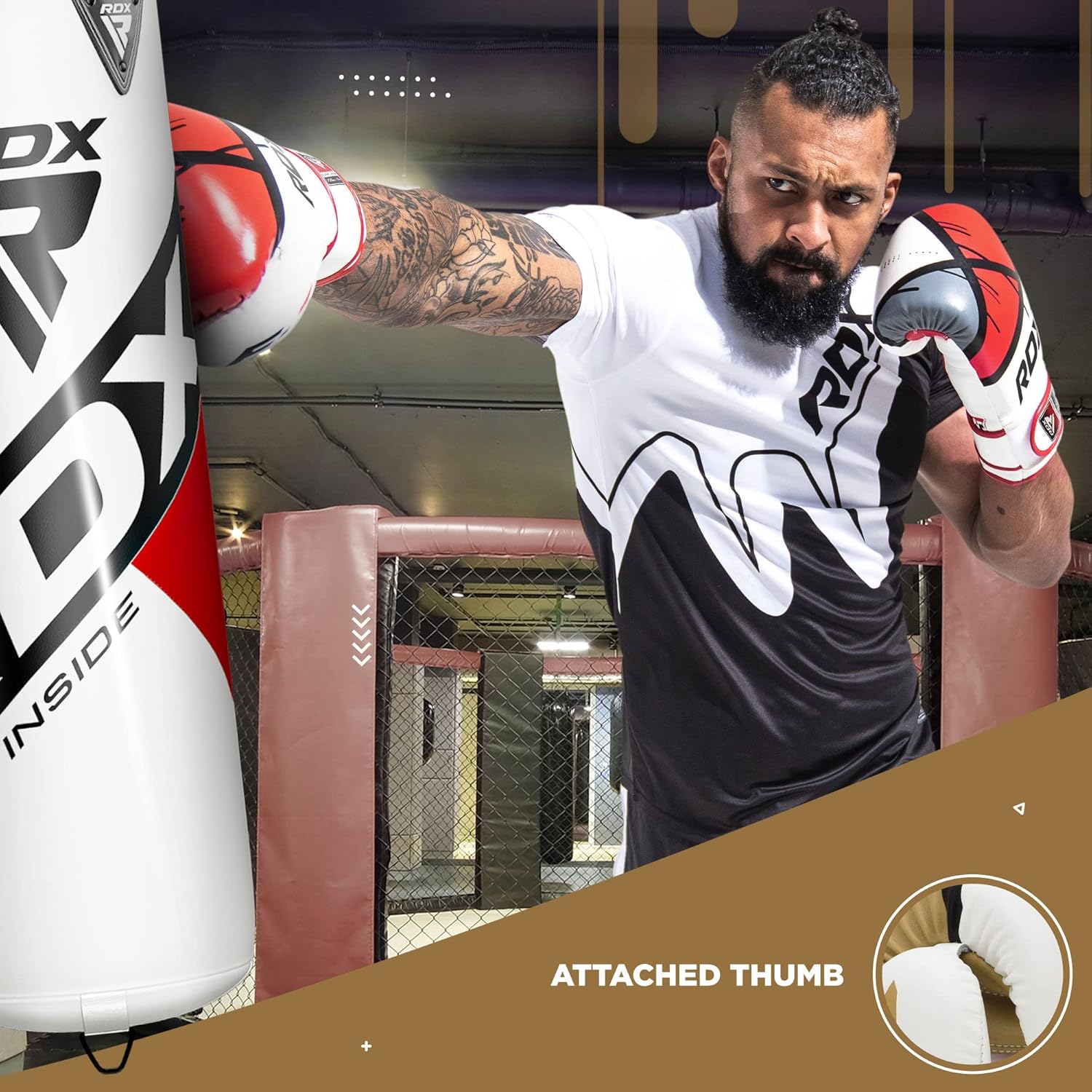 RDX Boxing Gloves EGO - Heavy-Duty Sparring & Training Mitts | Maya Hide Leather, Ventilated, 8-16 oz