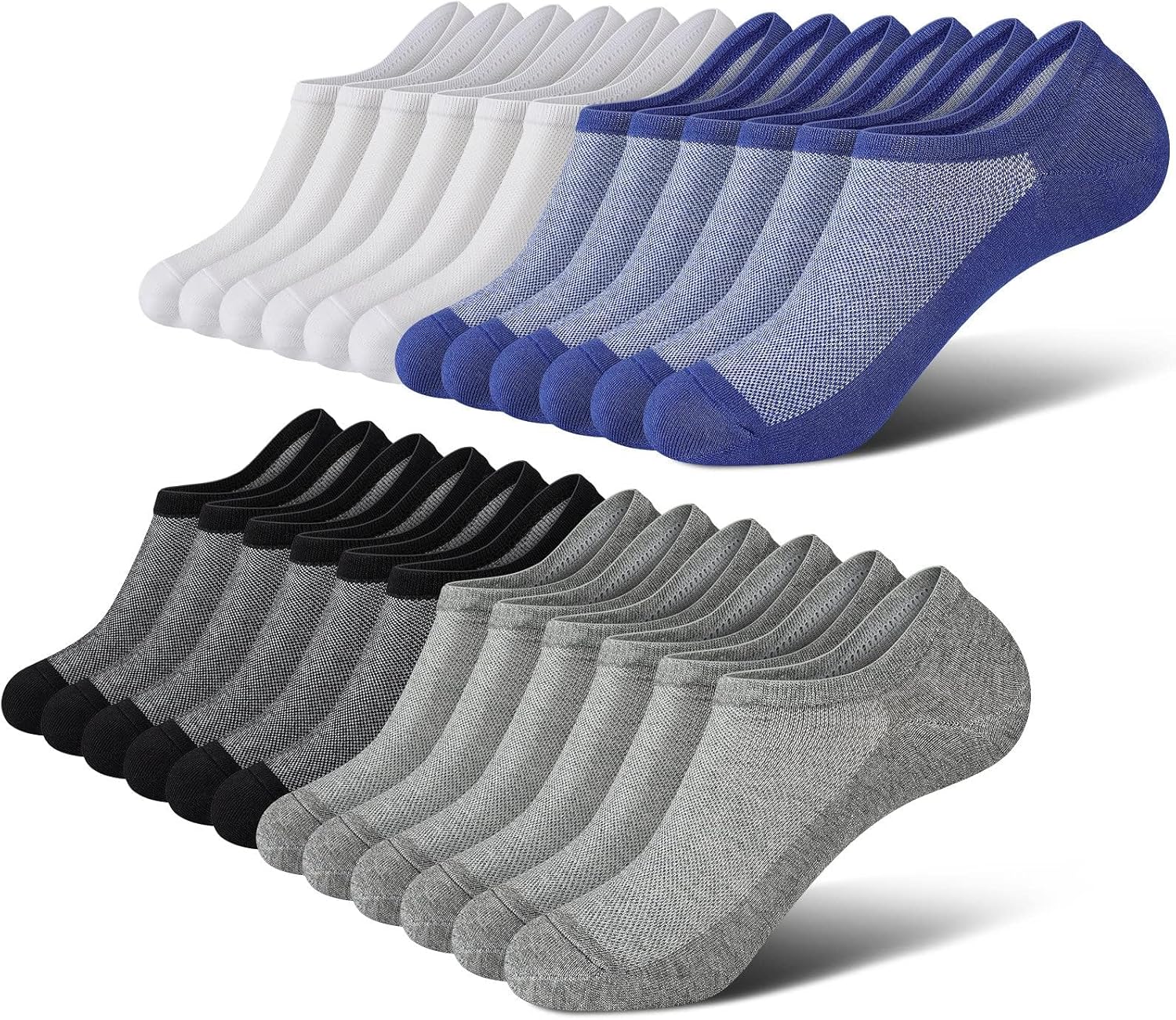 Wernies No Show Socks for Men - Low Cut Ankle Cotton Socks with Non-Slip Grips | Sizes 6-10 & 11-13