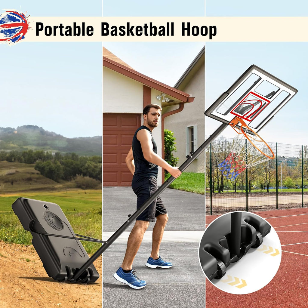 TONBUX Adjustable Basketball Hoop - 10FT Portable Goal with 44 Inch Backboard for Kids & Adults
