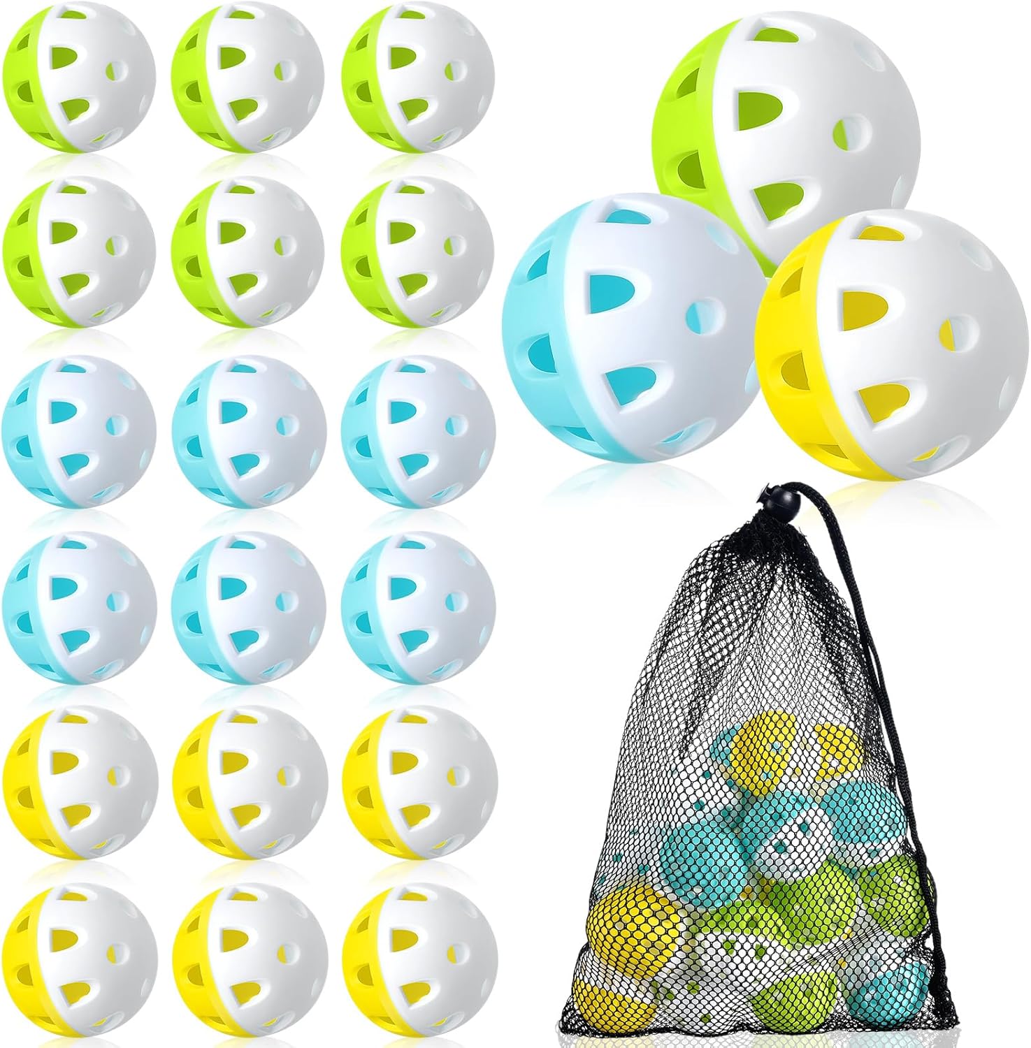 VioraWhite Mini Plastic Baseballs - 1.65 Inch Lightweight Training Balls with Drawstring Bag | 48/24 Pcs Set
