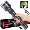 Tughlax Rechargeable Flashlights High Lumens, 90,000 Lumens Super Bright LED Flashlight Tactical Flashlight with LCD Digital Display, 5 Modes Zoomable Waterproof Powerful Handheld Flashlight for Home
