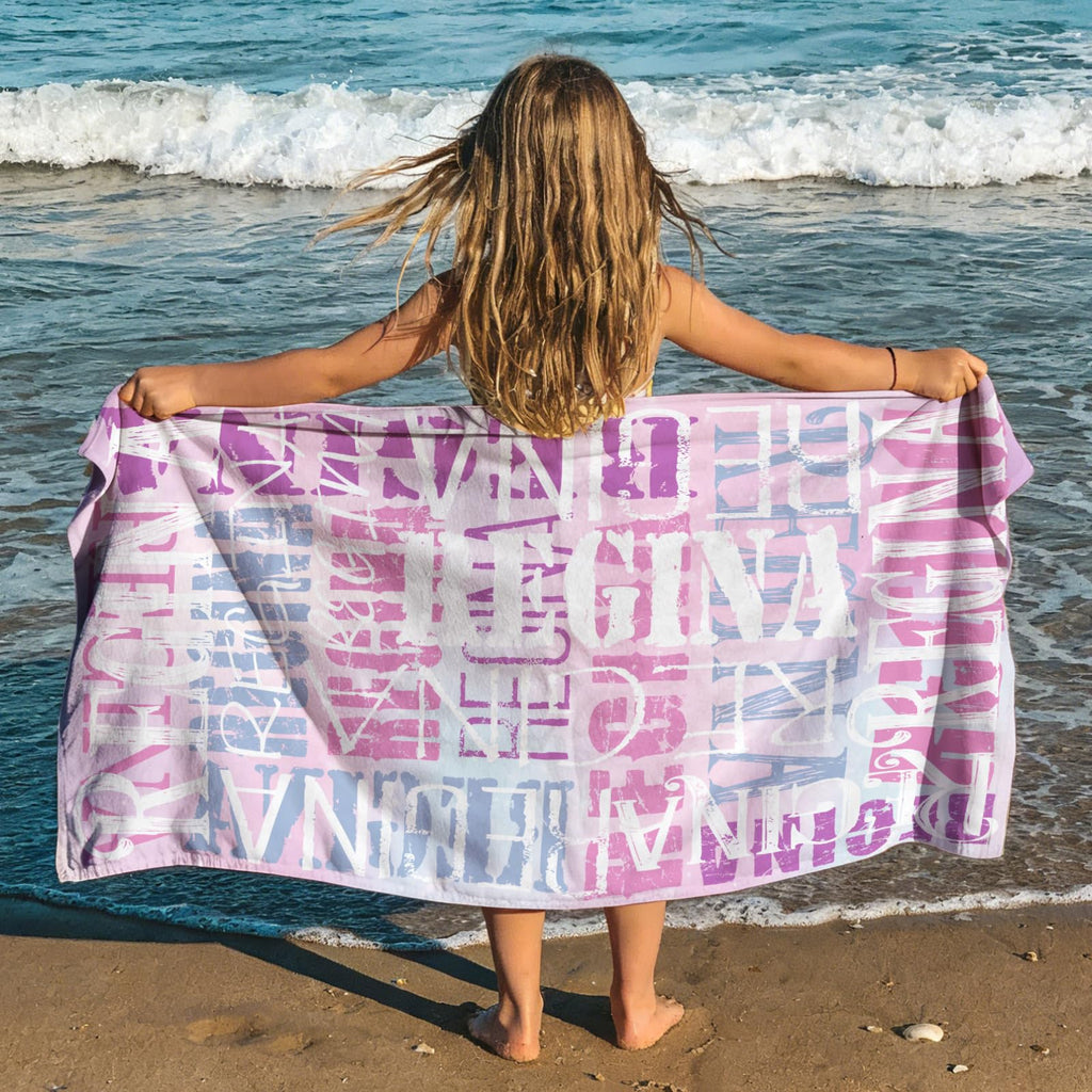 Yoke Style Personalized Beach Towels for Kids, Custom Sand Free Microfiber Beach Towel with Your Name, Customized Quick Dry Pool Towels Easter Gifts for Girls Boys Toddler