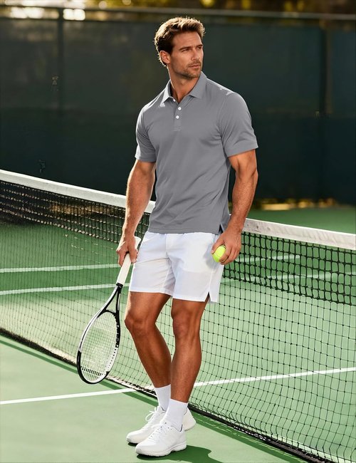 MAGCOMSEN Men's Polo Shirt - Quick Dry Casual Short Sleeve Golf T-Shirt | Outdoor Performance Jersey