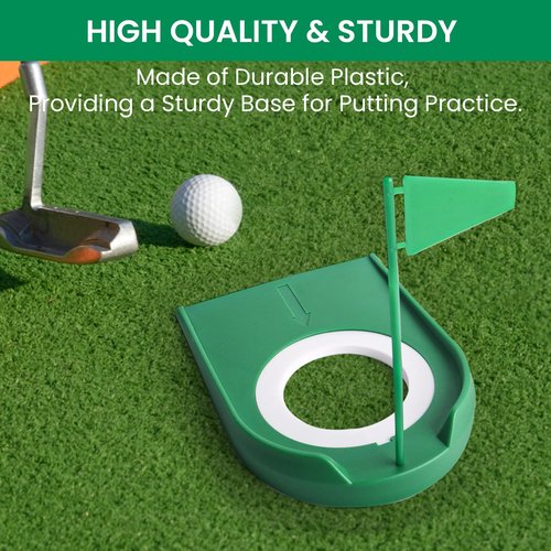 Golf Putting Cup and Flag Putt Training Hole All-Direction Surface Regulation Practice Cups for Men Women Kids Indoor Outdoor Home Office Backyard Golfing (2 Pcs Green Cup with Green Flag)
