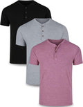 Liberty Pro Men's Casual Henley Shirts - 3-Pack Comfort Soft Stretch Tees, Relaxed Fit Summer T-Shirts