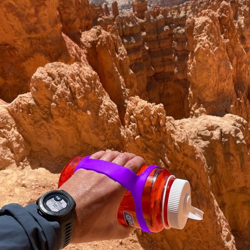 BottleBand One Size Fit All Water Bottle Holder - Durable Silicone Band Holder Strap, Comfortable Drop Protection. Anti Slip for Running, Hiking, or Walking (Blank, Purple)
