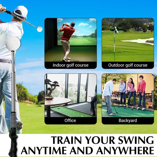 YIHKQDL Golf Swing Trainer – Adjustable Golf Grip Trainer with Click Feedback for Tempo, Power & Accuracy | Portable Golf Training Aid Black