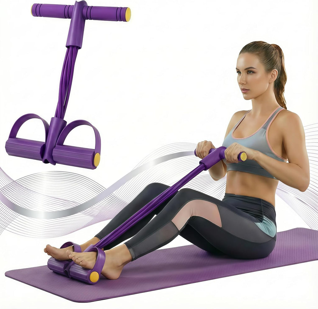 Skiennix Pedal Resistance Band - 6-Tube Foot Pedal & Ankle Puller for Full Body Workout | Home Gym Equipment