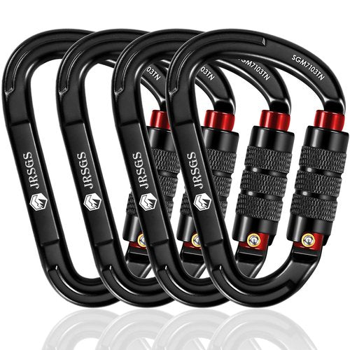 JRSGS Climbing Carabiner 25KN Large Carabiner Clip Auto Locking Carabiner Obtained UIAA Certification Heavy Duty Carabiners Suitable for Rock Climbing, Camping, Gym,Rescue
