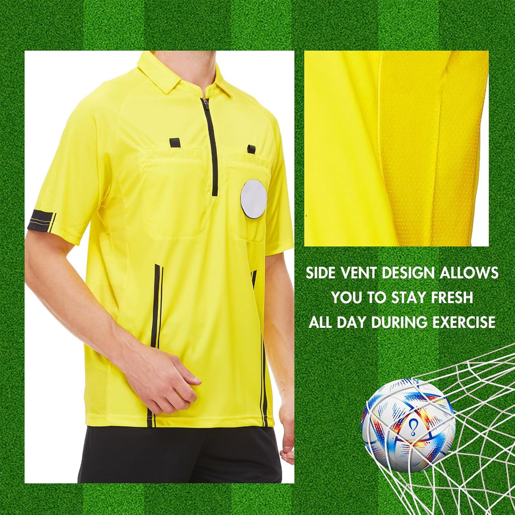 VKT Soccer Referee Jersey Kit - Official Short Sleeve Uniform for Men & Women | Halloween Costume