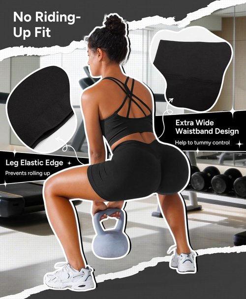 BRXL Scrunch Butt Lifting Shorts - V Back Seamless High Waist Gym Compression Shorts | 5" Length