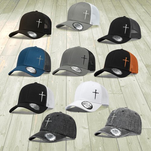 Christian Hats for Men Women,Jesus 3 Nail Cross Hat Christian Religious Gifts for Birthday/Christmas,Grey and White