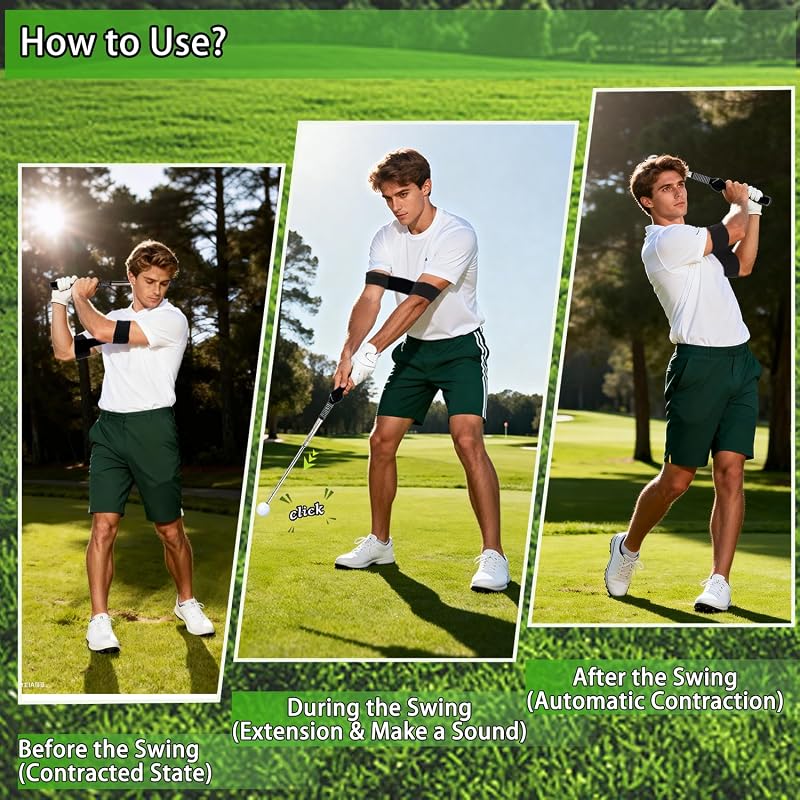 Golf Swing Trainer with Grip Trainer - Retractable Practice Aid