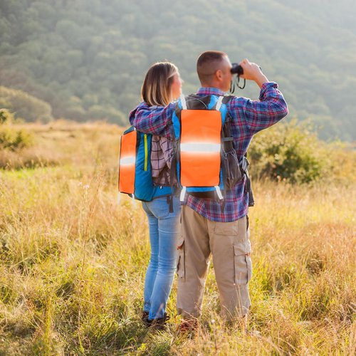 Lxmxgk Blaze Orange Safety Panel, Blaze Orange Mesh Safety Panel with Reflective Strips, Lightweight High Visibility Hunting and Outdoors Safety Panel for Backpacks, Tents, Blinds, and Gear (4)