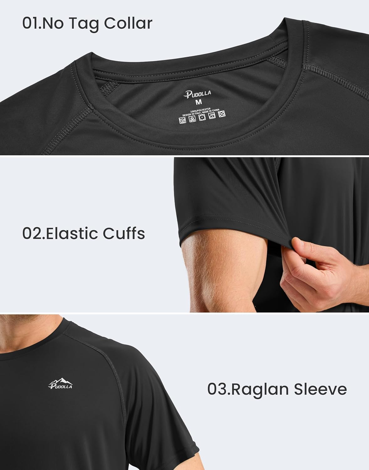 Pudolla Men's Rashguard Swim Shirt - UPF 50+ Sun Protection | Quick-Dry Lightweight Fishing Tee