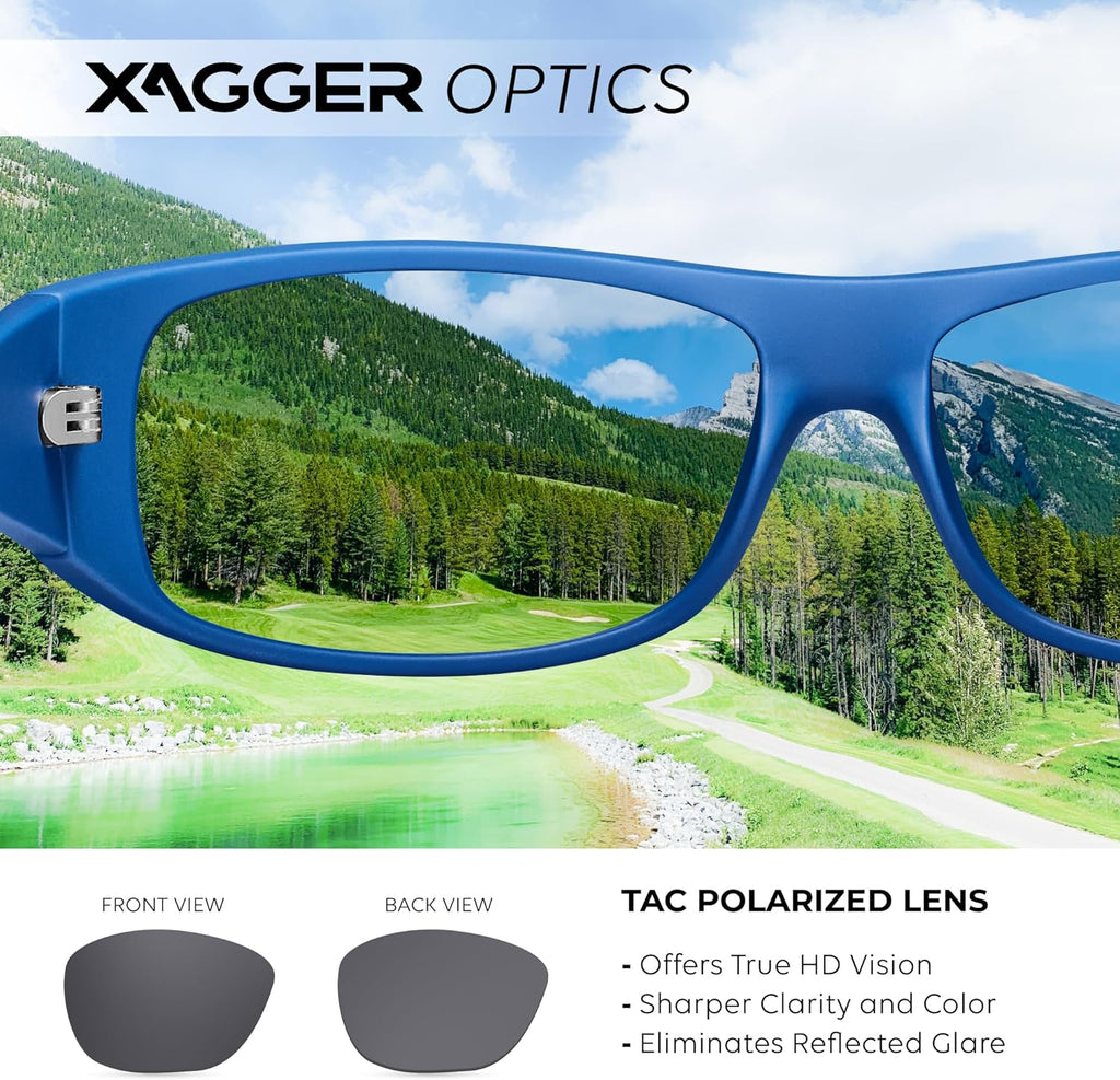 Xagger Sports Polarized Sunglasses - Men's Wrap Around TR90 Frame for Ultimate Sun Protection