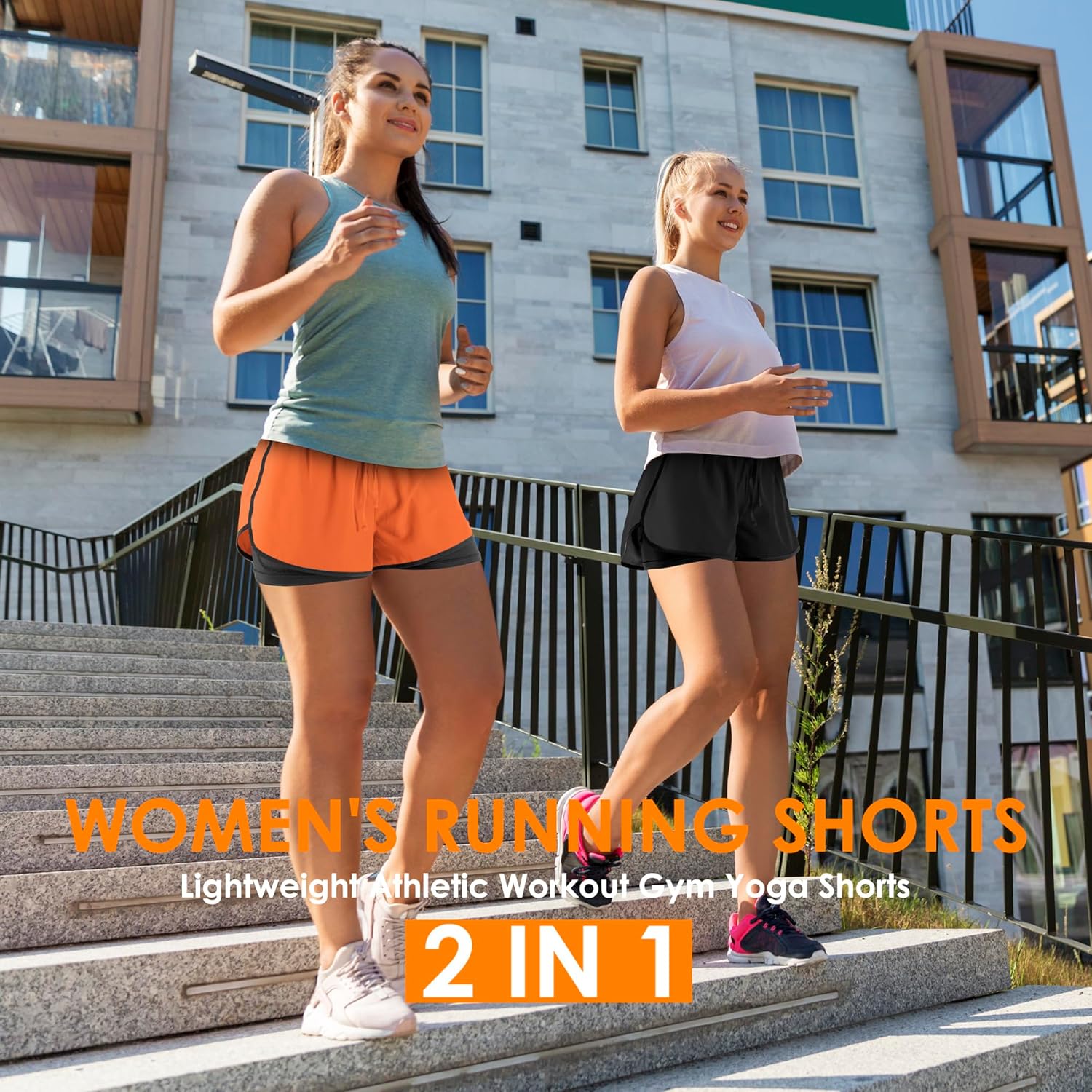 Yevrimow Women's 2-in-1 High-Waisted Running Shorts | Athletic Gym & Yoga with Liner Pockets