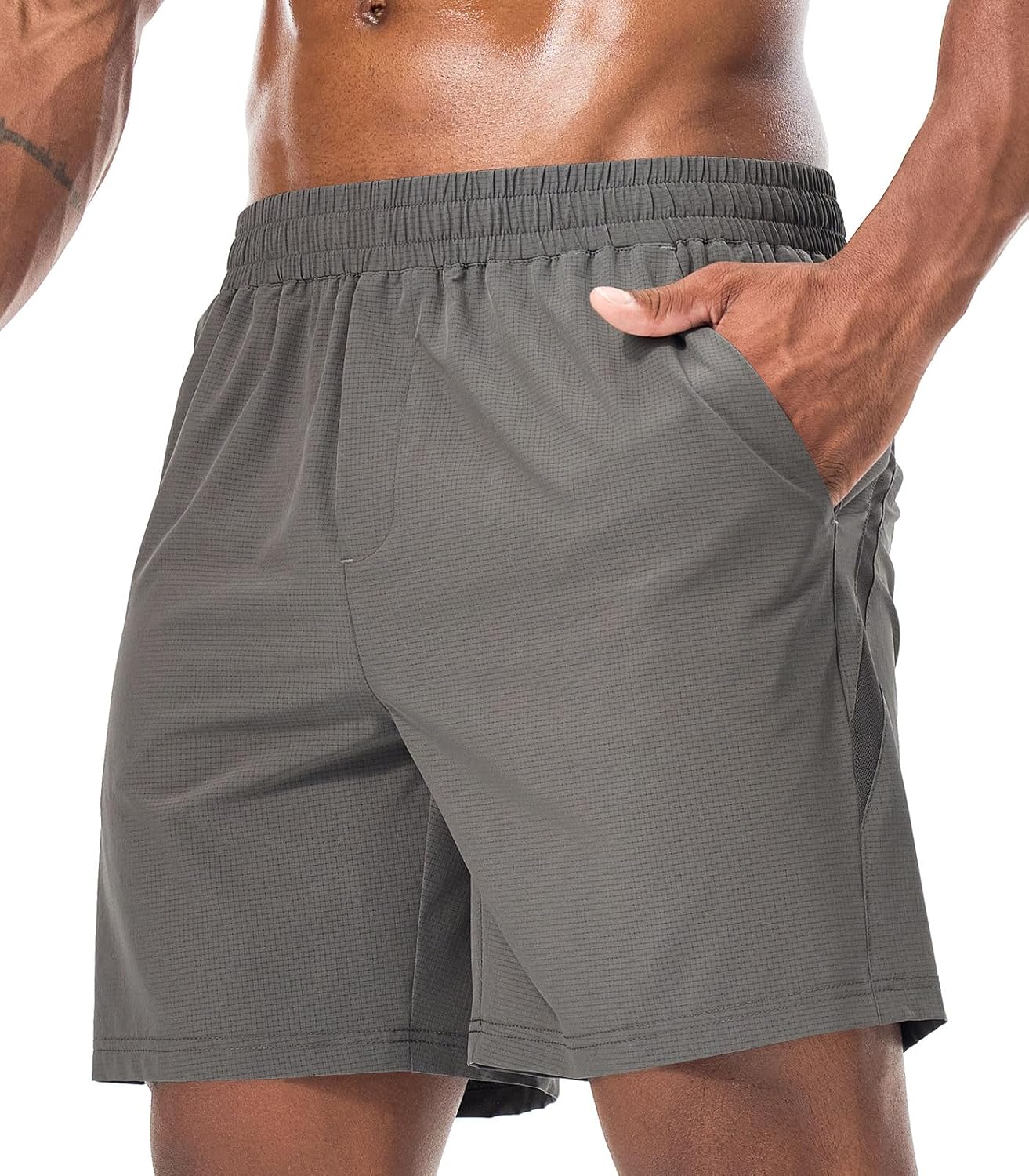 Surenow Men's Athletic Shorts - Quick Dry Lightweight Breathable Mesh with Zip Pocket | Ideal for Gym & Running