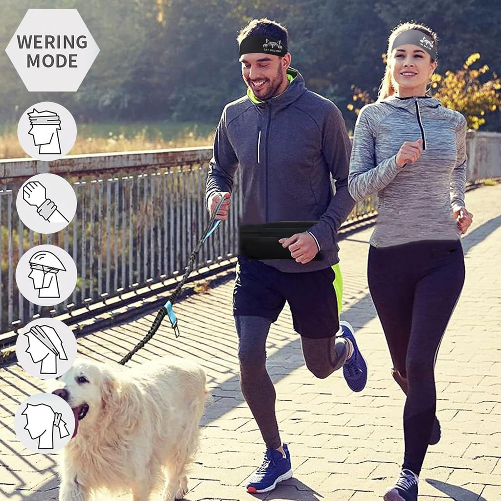 Skiennix 3-Piece Men's Sports Headbands - Sweat-Absorbent Workout Gear for Running | Black