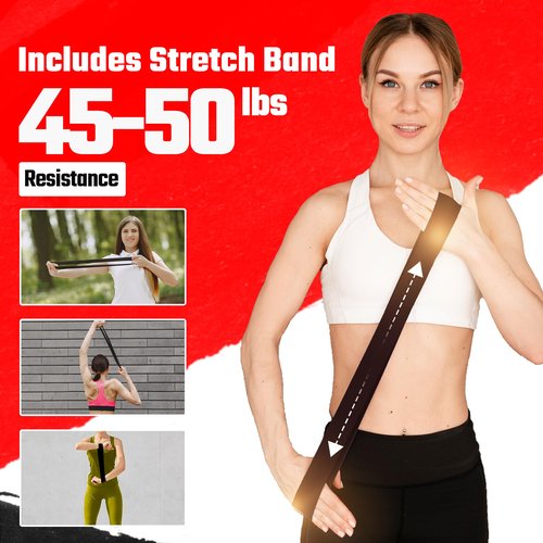 Marfs Premium Power Twister Bar Heavy Duty 40-110lb Resistance Arm Exercise Equipment Chest Shoulder Biceps and Arm Muscle Strengthener Home Gym Upper Body Workout Bar (Included 45-50lb Resistance Stretch Band)