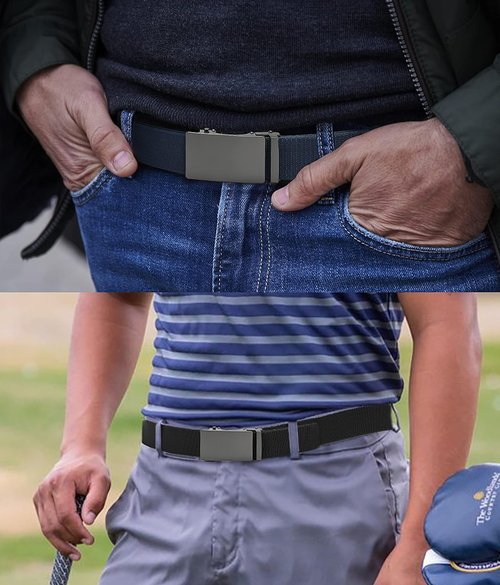 CHAOREN Men's Stretchable Golf Belt - Adjustable Elastic Nylon Webbing for Casual Wear