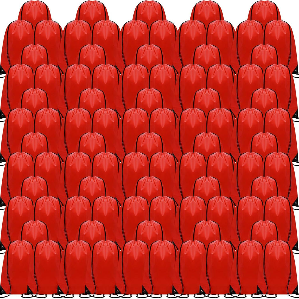 Shappy Drawstring Backpack - Bulk Sports Gym Cinch Bag for Men & Women | Red, 200 Pcs