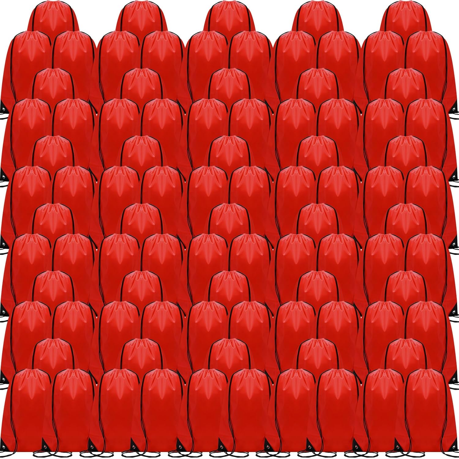 Shappy Drawstring Backpack - Bulk Sports Gym Cinch Bag for Men & Women | Red, 200 Pcs