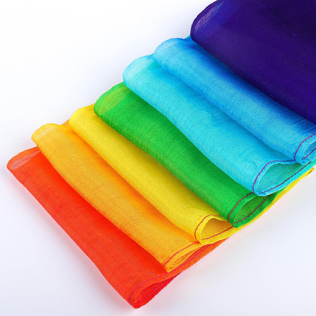 Skiennix 100% Silk Dance Ribbons - Rainbow Streamers for Kids' Gymnastics & Party Decor