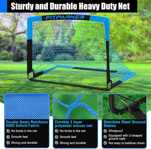 Kids Soccer Goals - Portable Pop-Up Nets Set with Ball & Cones | Complete Training Kit for Ages 3-14