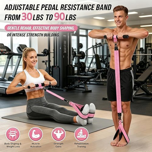**Skiennix Upgraded Resistance Band - Thickened Latex Tubes with Soft Foam Foot Pedal | Ideal for Core, Arms & Legs**
