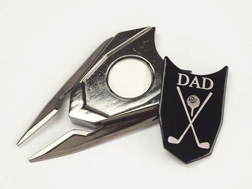 The Quintessential Hostess DAD Engraved Golf Gift Divot Tool and Ball Marker (Black) - Dad Personalized Gift, Dad Birthday Gift, Gift for Dad, Gift for Him