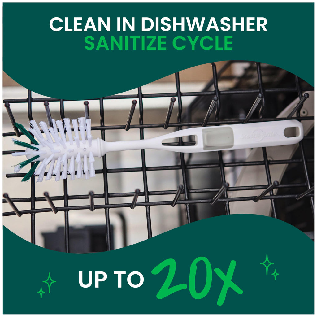 Scotch-Brite Glass and Water Bottle Brush, Long-Lasting, Safe on Glassware, Shaker Bottles, Food Processors, & More, Non-Slip Handle, Durable, Reusable, Clean in Top Rack of Your Dishwasher