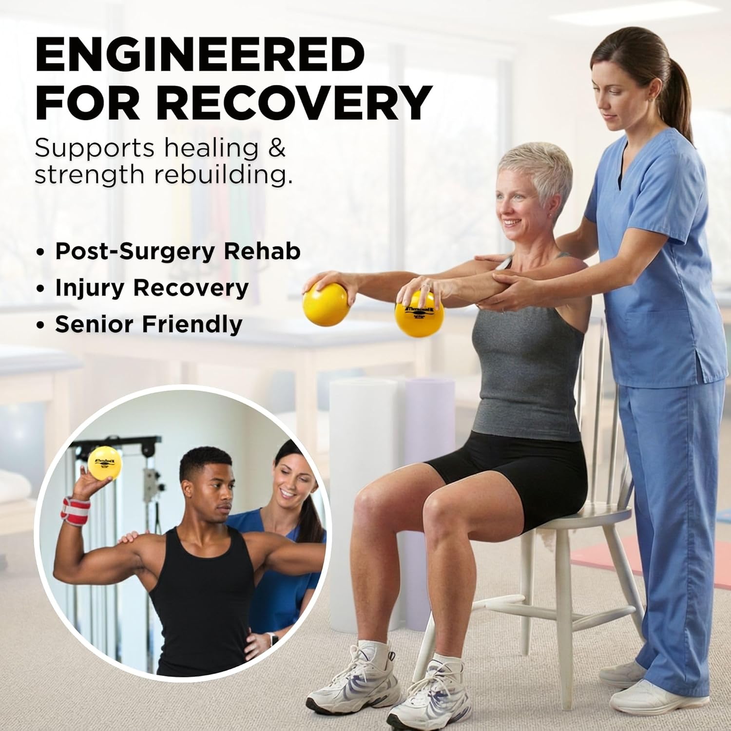 TheraBand Soft Weight Exercise Ball - 2.2 Lb Isotonic Ball for Physical Therapy & Pilates | Portable & Easy to Grip