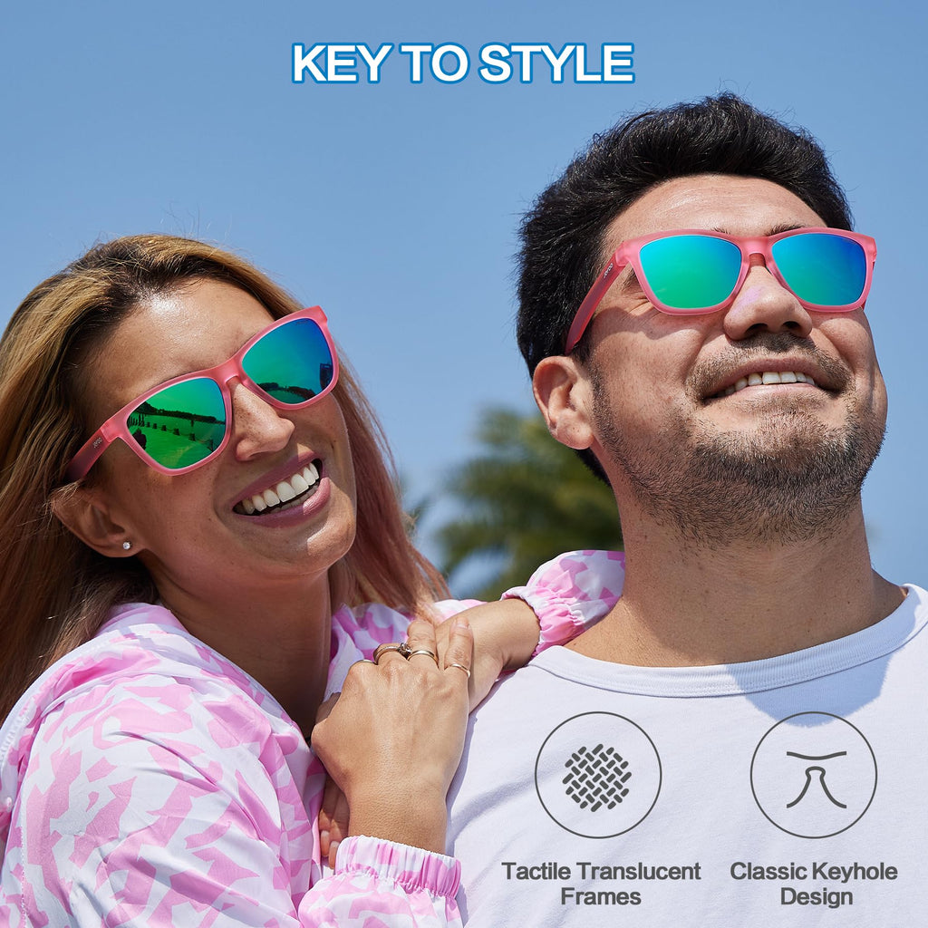 Jefoo Polarized Sports Running Sunglasses for Women Men Retro Trendy Sun Glasses UV400 Protection Tangle Free