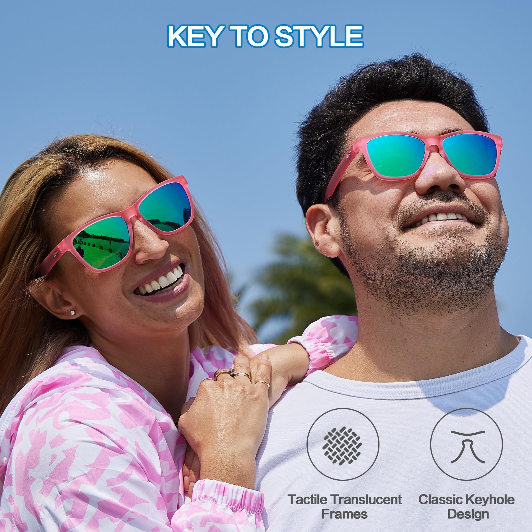 Jefoo Polarized Sports Running Sunglasses for Women Men Retro Trendy Sun Glasses UV400 Protection Tangle Free