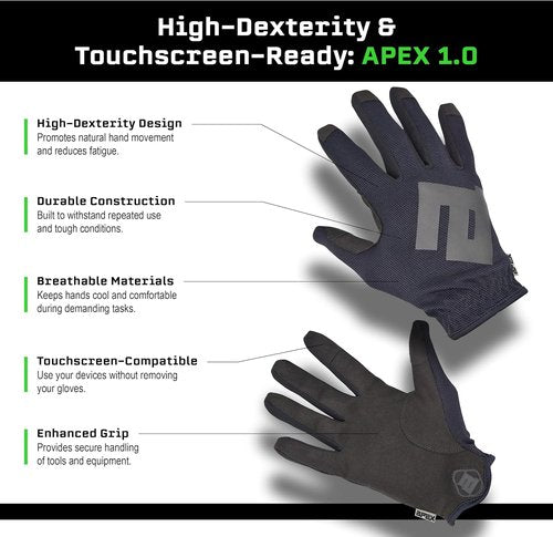 APEX 1.0 High Dexterity Gloves - Tactical Full Finger Design for Hunting & Outdoor Protection