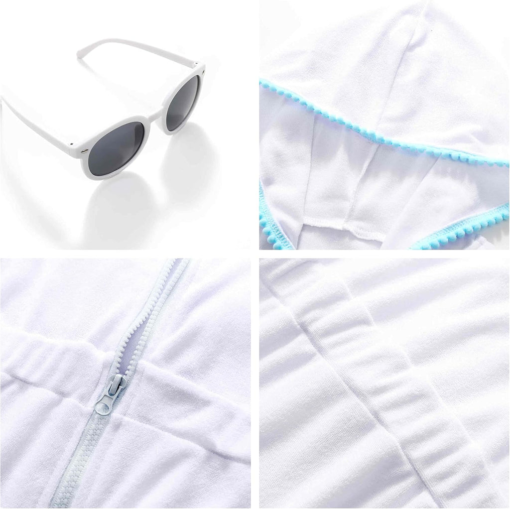 Skiennix Girls Swim Cover-Up - Terry Zip-Up Bathing Suit for Beach & Pool | Stylish & Comfortable