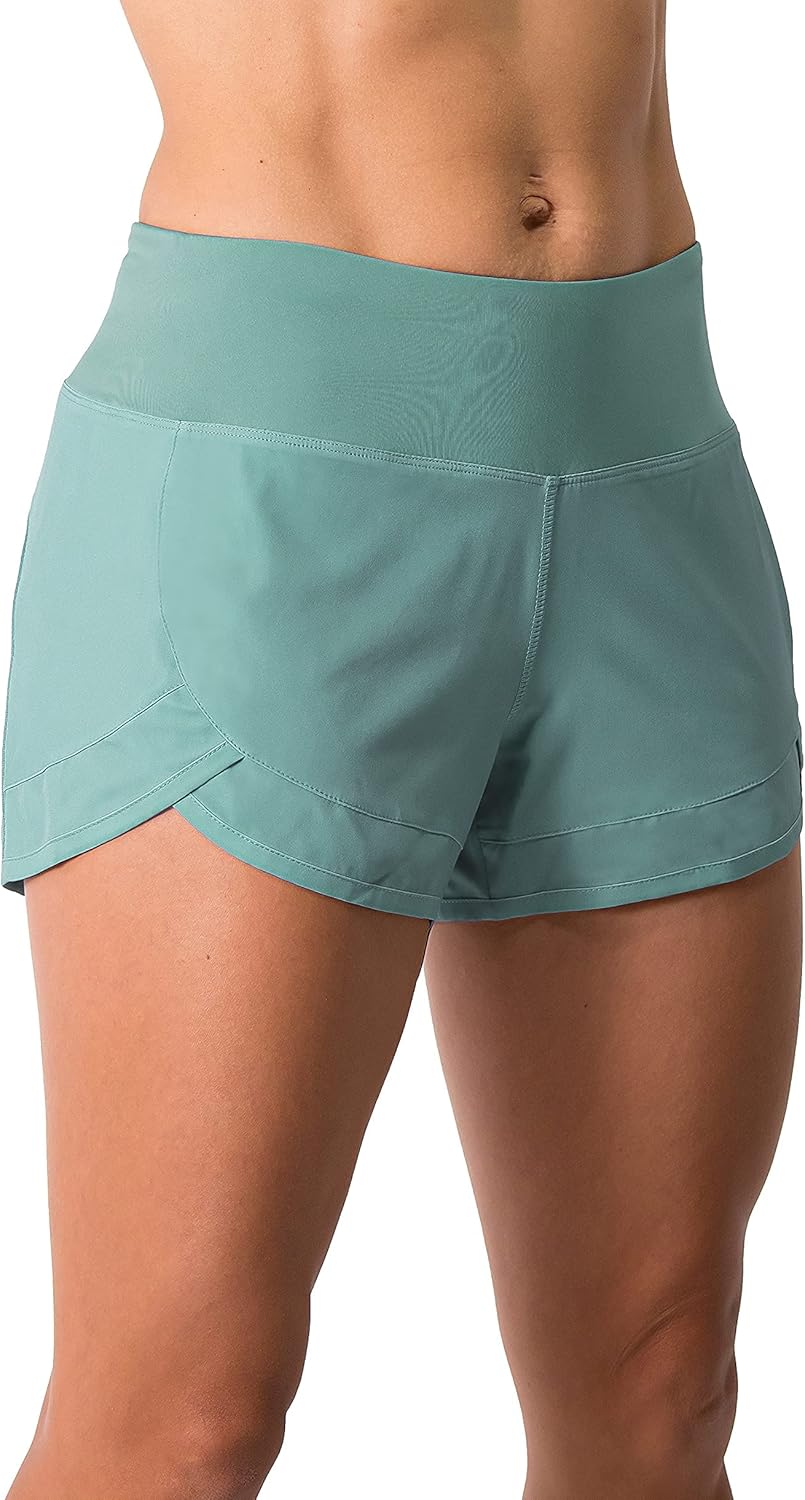 Tough Mode Women's Lightweight 3" Running Shorts - Breathable Mesh Liner & Zip Pocket