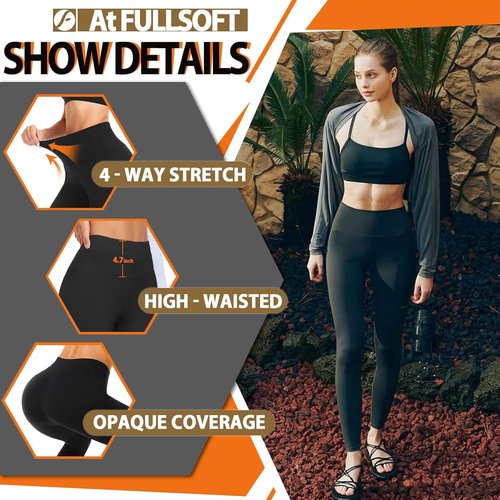 FULLSOFT High Waisted Leggings for Women - Soft Black Yoga Pants for Workout | Reg & Plus Size