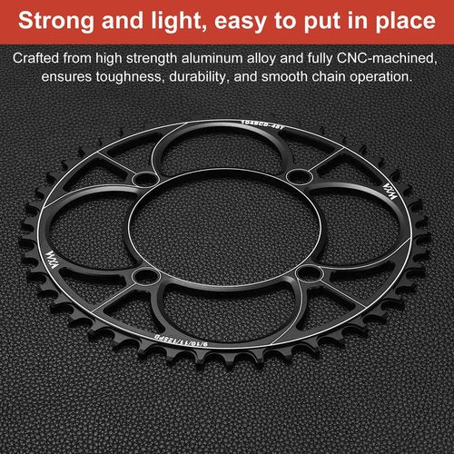 HARFINGTON 110BCD Bike Chainring 46T 7/8/9/10/11/12 Speed 191.78mm Diameter Round Aluminum Narrow Wide Tooth Bike Chainwheel for MTB Road Bike, Black