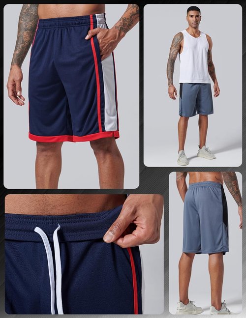 Liberty Imports Men's Quick Dry Basketball Shorts - 5 Pack, 9" Inseam, Pockets for Activewear