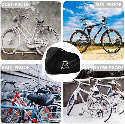 ZCOINS High-Density Bike Cover Waterproof Outdoor for 1 or 2 Bikes, 210D Lightweight Durable Bicycle Cover for Outside Storage, UV Resistant Dustproof Protection for Mountain Road Bike Ebike